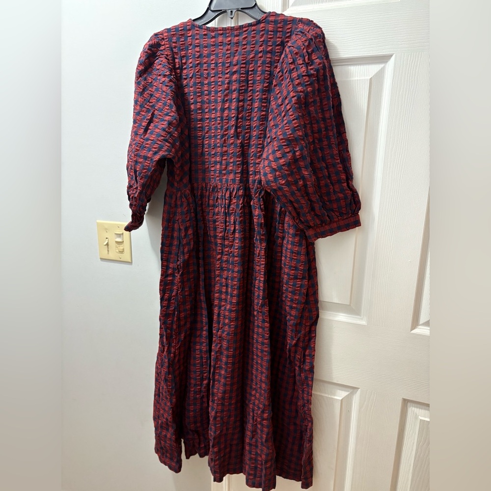 FatFace Ceil Red/Navy Gingham Midi Dress Size 6 - Picture 7 of 7